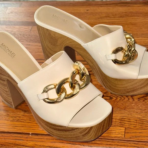Michael Kors White and Gold Platform Sandals - Picture 2 of 3